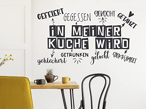 GRAZDesign Wandtattoo Spruch in meiner Küche wird gekocht | Küchenaufkleber selbstklebend - 53x30cm / 056 lichtblau