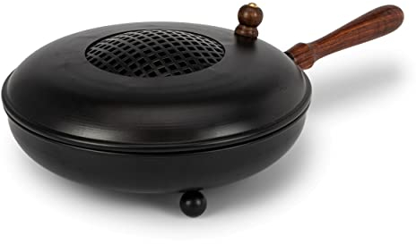 NKlaus Räucherpfanne groß, schwarz m. Holzgriff, Deckel abnehmbar 40x22,5x10,5 Ø22cm