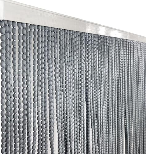 Mariel © Perlenvorhang aus weichem Stoff, Anti-Lärm-Insekten, grau, 120 x 220 cm