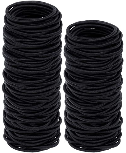 150 Pieces Black Hair Ties for Thick Curly Hair Bulk Hair Bands Ponytail Holders Hair Elastics for Women or Men (3mm)