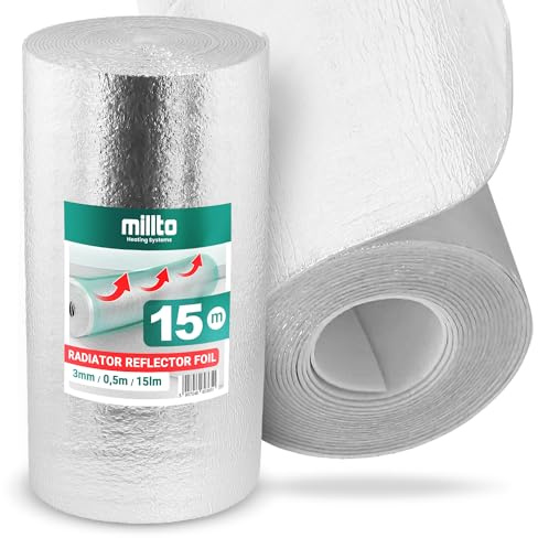 Millto™ Isolant Thermique Feuille 15m x 0,5m x 3mm | Isolation Durable Réflecteur Chaleur Radiateur Barrière Réfléchissante Économie d'Énergie Usage Générale Rouleau Isoler Thermiquement