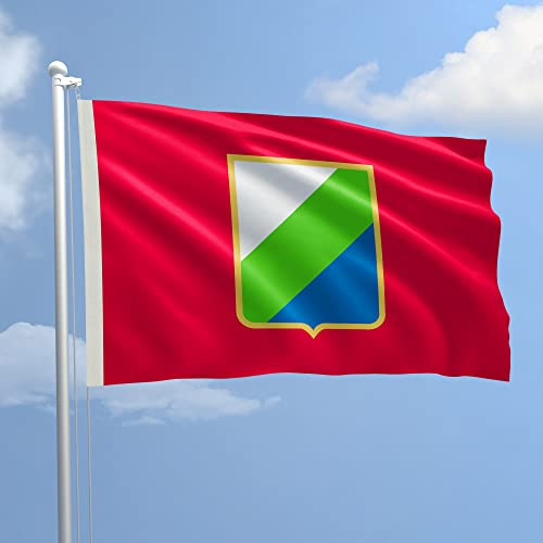 Bandiera Abruzzo 100x150 cm in Poliestere Nautico Ignifugo 115 g/mq per Uso Interno ed Esterno con Finiture Professionali, Doppie Cuciture, Corda e Guaina, Colori Brillanti e Duraturi