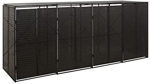 Tidyard Mülltonnenbox für 4 Mülltonne Mülltonnenverkleidung Müllcontainer Gartenbox,Mülltonnebox Mülltonnenschrank Mülleimerbox Abfalltonnenschrank Gartengerätebox 274 x 80 x 117 cm (B x T x H)