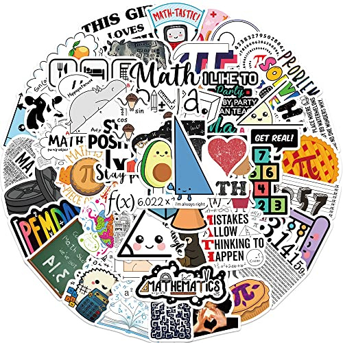 50 Pcs Math Stickers for Kids Teens Adults Boys Girls Gift,Stickers Pack for Laptop,Skateboard,Luggage,Car,Bike, Cup,Computer,Water Bottle Decor,Mathematics Vinyl Waterproof Sticker Decals