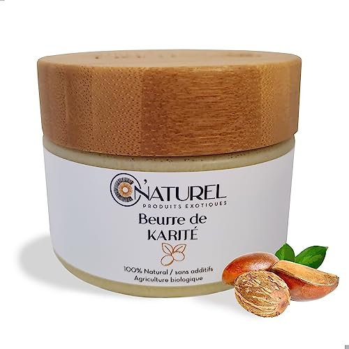 Beurre de Karité BIO O' NATUREL 150ml - Non Raffiné et Éthique - Soin Hydratant et Protecteur pour Peau et Cheveux - Riche en Vitamine A, E & D - 100% Naturel et Artisanal (150ml)