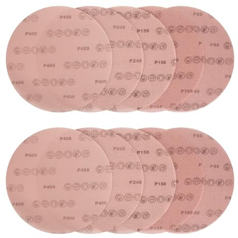Kcmell 10Pcs 225mm Mesh Sanding Discs 80/100/150/240/400 Grit | Mixed Grit, 9 Inch Orbital Sander Discs, Dust-Free Hook & Loop Round Sanding Pads for Wood Paint Metal Furniture Sanding