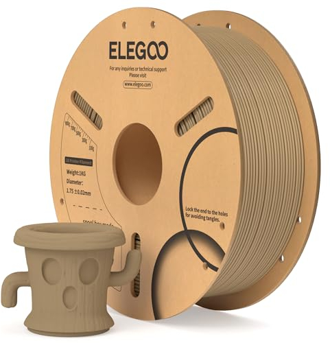 ELEGOO PLA Filament 1.75mm Holzfarbe 1KG, 3D Drucker Filament Maßgenauigkeit +/- 0,02 mm, 1kg Pappspule (2.2lbs) Filament-3D-Druckmaterialien Passt für die Meisten 3D Printer