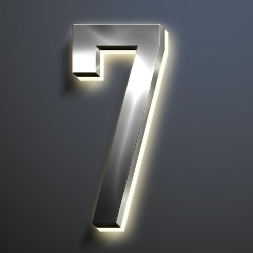 Numero Indirizzo Di Casa Illuminato, Numeri Indirizzo Retroilluminati A LED Per Casa, Numeri Civici Per Esterno.,25,7