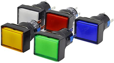 1 Stücke 16mm Rechteck Momentan Druckschalter Lampe 5 Pins 12 V (Color : Yellow)