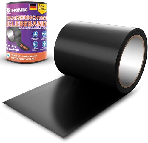 Schwarzes Wasserdichtes Klebeband Ultra Stark 2x 15cm x 5m – Reparaturband Wasserdicht für glatte Oberflächen, Abdichtband Wasserfest, UV Bes