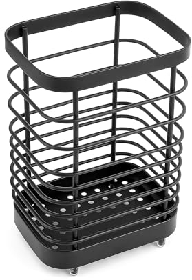 Sanrolax Cesta para cubiertos de acero inoxidable, soporte para utensilios de cocina, organizador de cubiertos, soporte para utensilios de cocina, soporte de metal para guardar utensilios de cocina