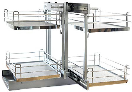 TMY Magic Corner Eckschrank Organizer Beidseitig Montierbar bis 50 kg | Ausziehbare Schublade Küche Stahl, Auszug Küchenschrank Soft-Close-Funktion, Teleskopschublade Ausziehbar für Küchen Schrank