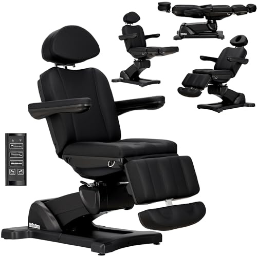 Calissimo Profi Elektrische Kosmetikliege Luxury – Behandlungsliege mit 4 Motoren für Kosmetik, Pediküre & Massage, Vollautomatisch verstellbar, Premium Eco-Leder, Inkl. Fernbedienung
