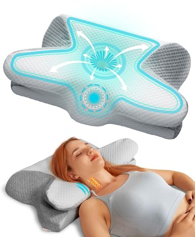 VAYDEER Cuscino in memory foam, regolabile in altezza, cuscino ergonomico per il collo, cuscino ortopedico, morbido cuscino per chi dorme sul fianco per fianchi, schiena e pancia