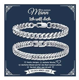 XUANPAI armband herr gåvor rostfritt stål – gåvor till son vän make fästmö man fästmö årsdag födelsedag alla hjärtans dag jul för män honom, 19 centimeters