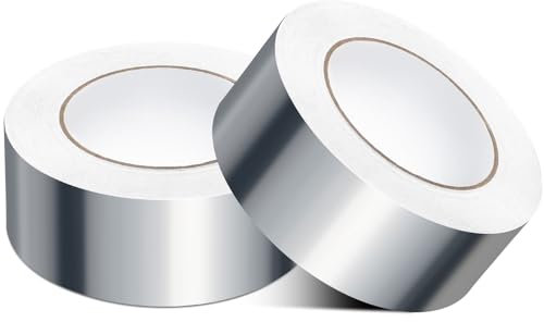 Fosdaling Aluminium Klebeband Hitzebeständig - Aluband Selbstklebend - 2 Rollen 50mm X 50 m Aluminium Tape zum Versiegeln, Isolierung & Reparieren