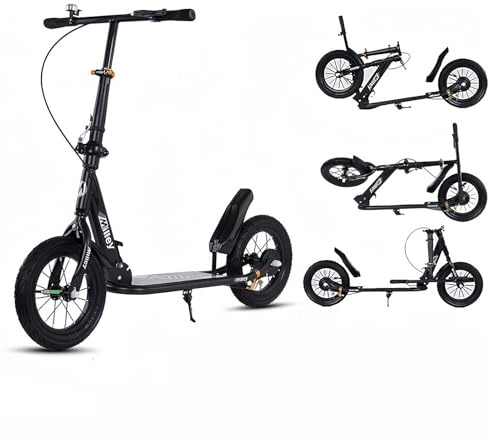 Patinete City Roller Kickscooter para Adultos, Patinete Ruedas Grandes 290 Mm, Patinete Urbano Plegable con Freno Mano Y Freno, Altura Ajustable, Capacidad De Carga 150 Kg A