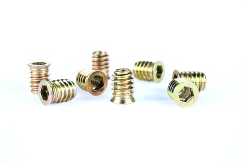 H-BOLT Type D Wood Insert Nuts - M6 & M8 Available - Premium Metal Threaded Inserts for Woodworking | Durable, Easy to Install, Ideal for Furniture and Cabinet Assembly (10, M6 13mm)