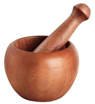 XDAWQP Cuenco de mortero de Madera para machacar ajo a Mano, Herramienta para Hacer puré, Prensa para ajo, Recipiente para machacar, Recipiente para moler, Juego de mortero y ma，One Color-Small