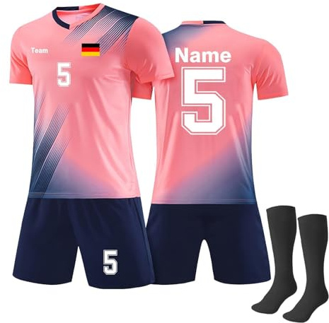 Tröja, barn, personlig fotbollströja, personlig för pojkar och flickor, fotbollströjor med ditt namn och nummer & laglogotyp, ROSA, 150