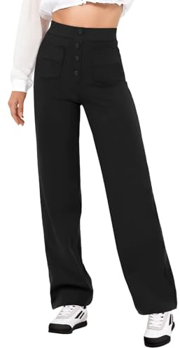 Zhiaek Pantalon Femme Taille Haute Elastique Pantalon Décontracté Femme