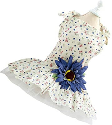 Mikikit Hund Kleid Tuch Dog Costume hundekleidung hundekleider hundebekleidung Dog Clothes Hochzeit Haustier französische bulldoggenkleidung Party-Hund-Spitzenkleid Blue