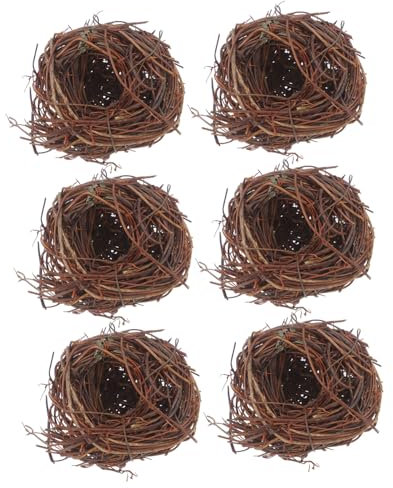 ibasenice Pájaro Artificial 6 Piezas de Ratán, Mini Adorno DIY