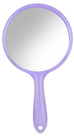 FESSOSKO Handspiegel mit Griff Doppelseitiger Spiegel 1X/3X Vergrößerung Spiegel Kosmetikspiegel Schminkspiegel Runde Form für Damen Tägliche Make-up (Lila)