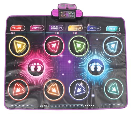 Qudinip Electronic Dance Mat, Interactive Music Game Pad, Inbyggd Musik Dual Player Interactive Dance Game Pad for Kids 2 Player Mode för Hemmabruk