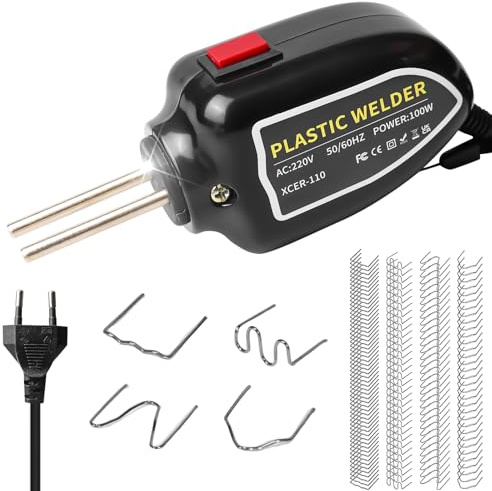 Behogan 100W Kunststoff Schweißgerät, Stoßstangen Reparatur Set, Plastik Schweißgerät mit 200pcs in 4 Arten Schweißnagel, Stoßstangenreparatur am Auto, Kunststoff Reparaturset, 500°C Max