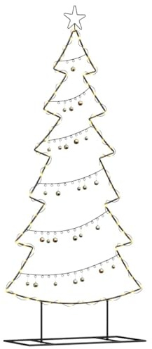 vidaXL Árbol de Navidad de Metal con Soporte Negro 180 cm Acero, Sala de Estar, árbol navideño de Metal Minimalista, Decoraciones Modernas para exhibición Festiva