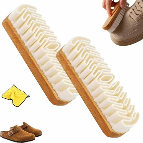 Magic Rubber Shoe Brush, 2026 New Suede Eraser and Brush, Soft Suede Shoe Brush Cleaner, Suede Rubber Cleaning Brush for Shoes, Bags, Jacket, Purse, Sofa with Wooden Handle (2pcs)