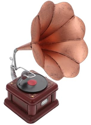 Yardenfun Vintage Iron Phonograph Model Retro Gramophone Ornament Decorative Artware for Home Desk Bedroom Living Accent