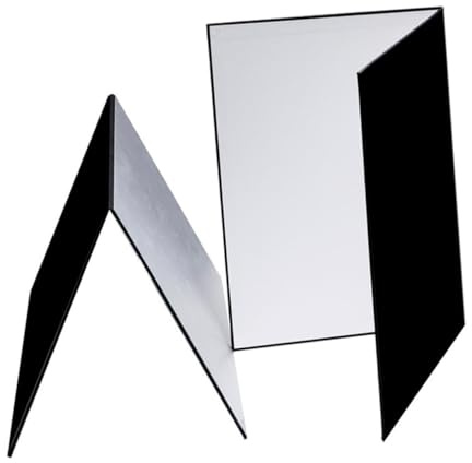 Angoily 1pezzi Riflettore Fotografico Formato Cartoncino Pieghevole Nero Lato Bianco Per Riempire La Luce Lato Argentato Per Riflessi Accessorio Essenziale Per Nature Morte e Foto Di Prodo