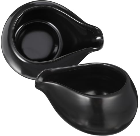 Veemoon 2 Pièces Lot de Pichets Céramique Noirs pour Lait et Sauce Tasses à Miel Polyvalentes Surface Lisse Facile à Nettoyer pour Cuisine et Repas