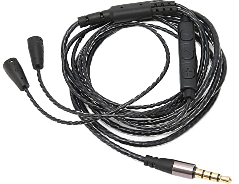 SUNGOOYUE Cavo Premium per IE 8 e IE 80, Filo in Rame OFC da 130 Cm, PVC, Microfono e Controlli Volume Integrati, Jack da 3,5 Mm Compatibile con Telefoni e Lettori MP3