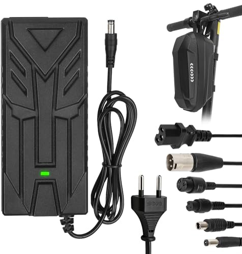 HPGAAVD 42V 2A Cargador Patinete Electrico，Cargador Hoverboard，36V Universal Carrgador de baterías Litio con 6 Conectores，Carga rápida para Hoverboard, Drifting Board, E-Bike+2L Bolsa Impermeable