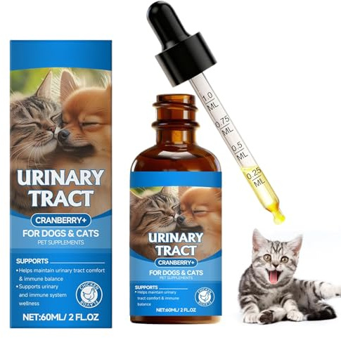 Suplemento para el tracto urinario para perros, 60 ml, gotas para el tracto urinario, suplementos de sabor para perros, para cachorros y gatos, pequeños, medianos y grandes, para el hogar y viajes
