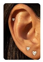 KINHOPI Sterling Silver Earrings for Women Flat Back Earrings Hypoallergenic Heart Stud Set for Multiple Piercings Jewellery Gifts 3 Pair