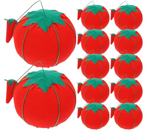 HIAKDOFT 12 Stück Tomatenförmige Nadelkissen Kleines Rundes Nähwerkzeug aus Abriebfestem Material Platzsparend für Haushalt Stickerei und Selbstgemacht Basteln