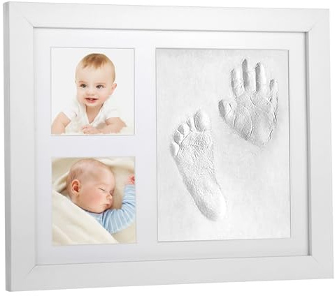 LUMINFLY Paw Print Frame Kit, Handprint Footprint Photo Keepsake, Solid Wood Display, DIY Air Dry Clay, Paint Set, Tools,