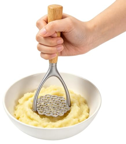 Potatismosare Ergonomiskt Dubbelbågformat Handtag av Trä