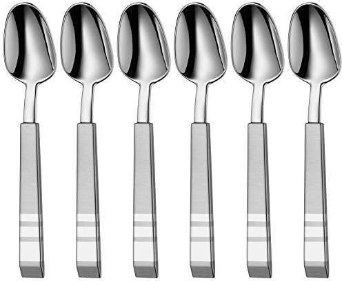 Auerhahn 22 8503 0164 Jazz Steel, Espressolöffel, Edelstahl 18/10, 6-teilig, matt, poliert