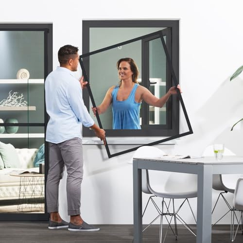 empasa Insektenschutz Fliegengitter Fenster Alurahmen Master SLIM | Selbstbausatz, Farbe: anthrazit, Größe: 150 x 160 cm