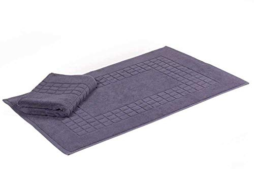 etérea Carli 2 TLG. Sparset - Badvorleger, Duschvorleger, Badematte aus 100% Baumwolle und mit Oeko Tex Standard 100 - Badteppich mit 850 g/m² - Größe: 50x80 cm Graphit