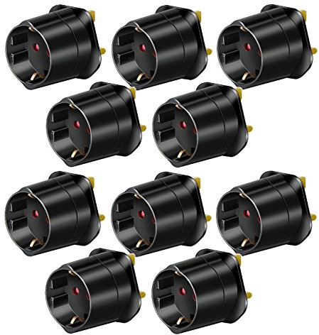 Brennenstuhl 10 Stück Reisestecker Adapter, Steckdosenadapter Reise (Für: England Steckdose und Euro Stecker) Farbe: schwarz