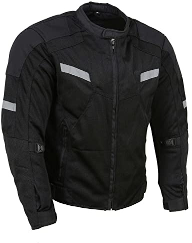 Milwaukee Leather MPM1792 Men's Black CE Armored Textile Motorcycle Jacket- All Season Biker Jacket - Medium