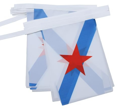 AZ FLAG Guirnalda Galicia Estreleira 6 m 20 banderas Poliéster Ligero | Uso interior y exterior Cadena de banderas gallega banderas cosidas sobre cinta reforzada