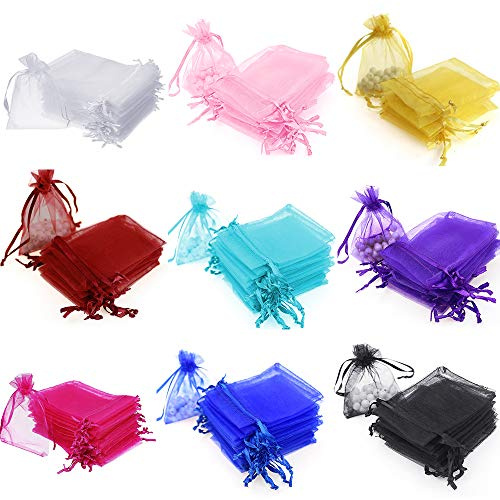 Boshen Organza-Geschenkbeutel, transparent, Netzstoff, für Schmuck, Hochzeit, Party, Weihnachten, 7,6 x 10,2 x 15,2 cm, 12,7 x 17,8 cm, 100 Stück
