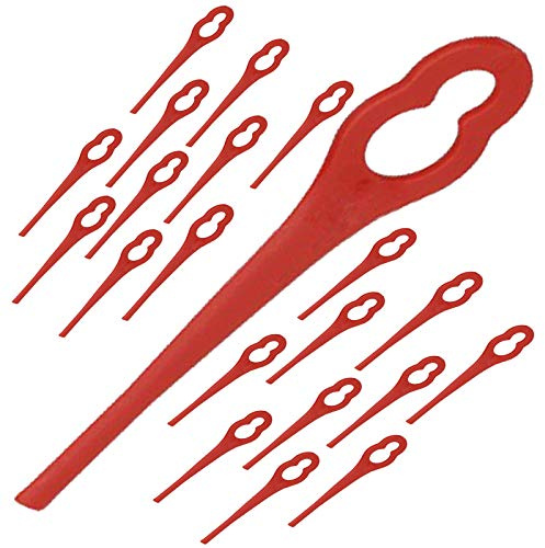 Spares2go Plastic Blades for Mac Allister MGT18 18V LI Cordless Strimmer Trimmer (Pack of 20, Red)